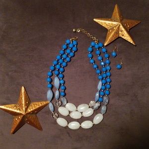 💋CHIC💋Blue Stone Necklace w/ Earrings